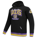 NBA LOS ANGELES LAKERS TEAM BADGE MEN'S RIB FLC PO HOODIE (BLACK/PURPLE)