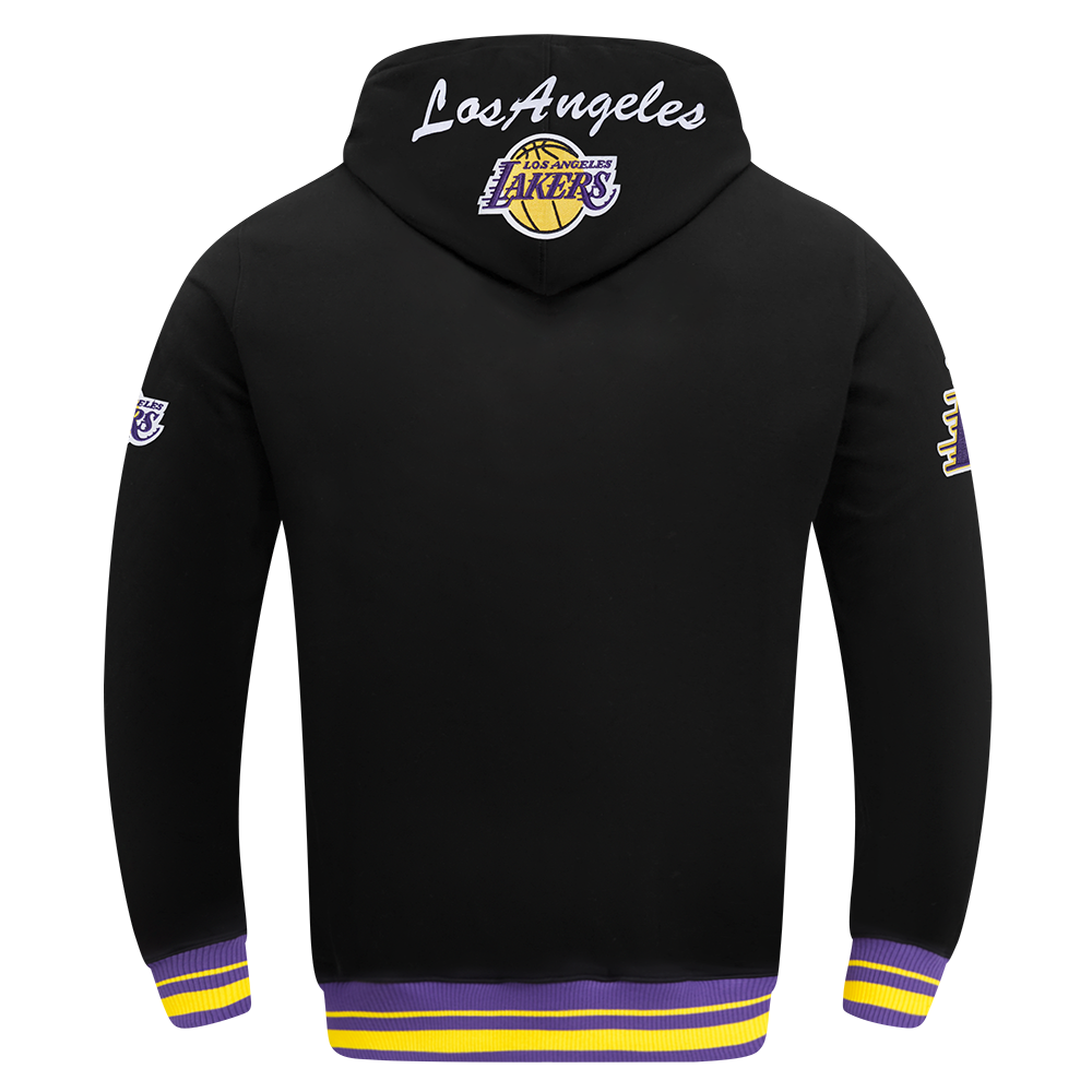 NBA LOS ANGELES LAKERS TEAM BADGE MEN'S RIB FLC PO HOODIE (BLACK/PURPLE)