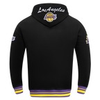 NBA LOS ANGELES LAKERS TEAM BADGE MEN'S RIB FLC PO HOODIE (BLACK/PURPLE)
