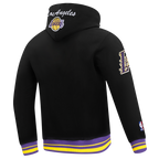 NBA LOS ANGELES LAKERS TEAM BADGE MEN'S RIB FLC PO HOODIE (BLACK/PURPLE)