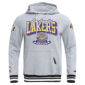 NBA LOS ANGELES LAKERS TEAM BADGE MEN'S RIB FLC PO HOODIE (HEATHER GRAY/BLACK)