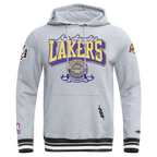 NBA LOS ANGELES LAKERS TEAM BADGE MEN'S RIB FLC PO HOODIE (HEATHER GRAY/BLACK)