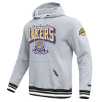 NBA LOS ANGELES LAKERS TEAM BADGE MEN'S RIB FLC PO HOODIE (HEATHER GRAY/BLACK)