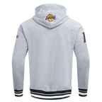 NBA LOS ANGELES LAKERS TEAM BADGE MEN'S RIB FLC PO HOODIE (HEATHER GRAY/BLACK)
