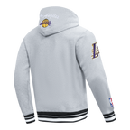 NBA LOS ANGELES LAKERS TEAM BADGE MEN'S RIB FLC PO HOODIE (HEATHER GRAY/BLACK)