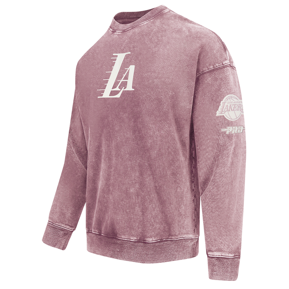 NBA LOS ANGELES LAKERS STREET TEAM MEN'S ENZYME WASH DS FT CREWNECK (WASHED MAUVE)
