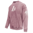 NBA LOS ANGELES LAKERS STREET TEAM MEN'S ENZYME WASH DS FT CREWNECK (WASHED MAUVE)