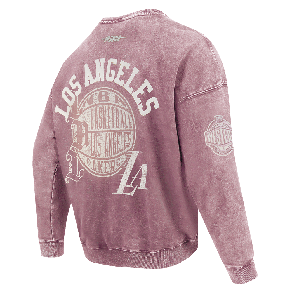 NBA LOS ANGELES LAKERS STREET TEAM MEN'S ENZYME WASH DS FT CREWNECK (WASHED MAUVE)