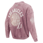 NBA LOS ANGELES LAKERS STREET TEAM MEN'S ENZYME WASH DS FT CREWNECK (WASHED MAUVE)