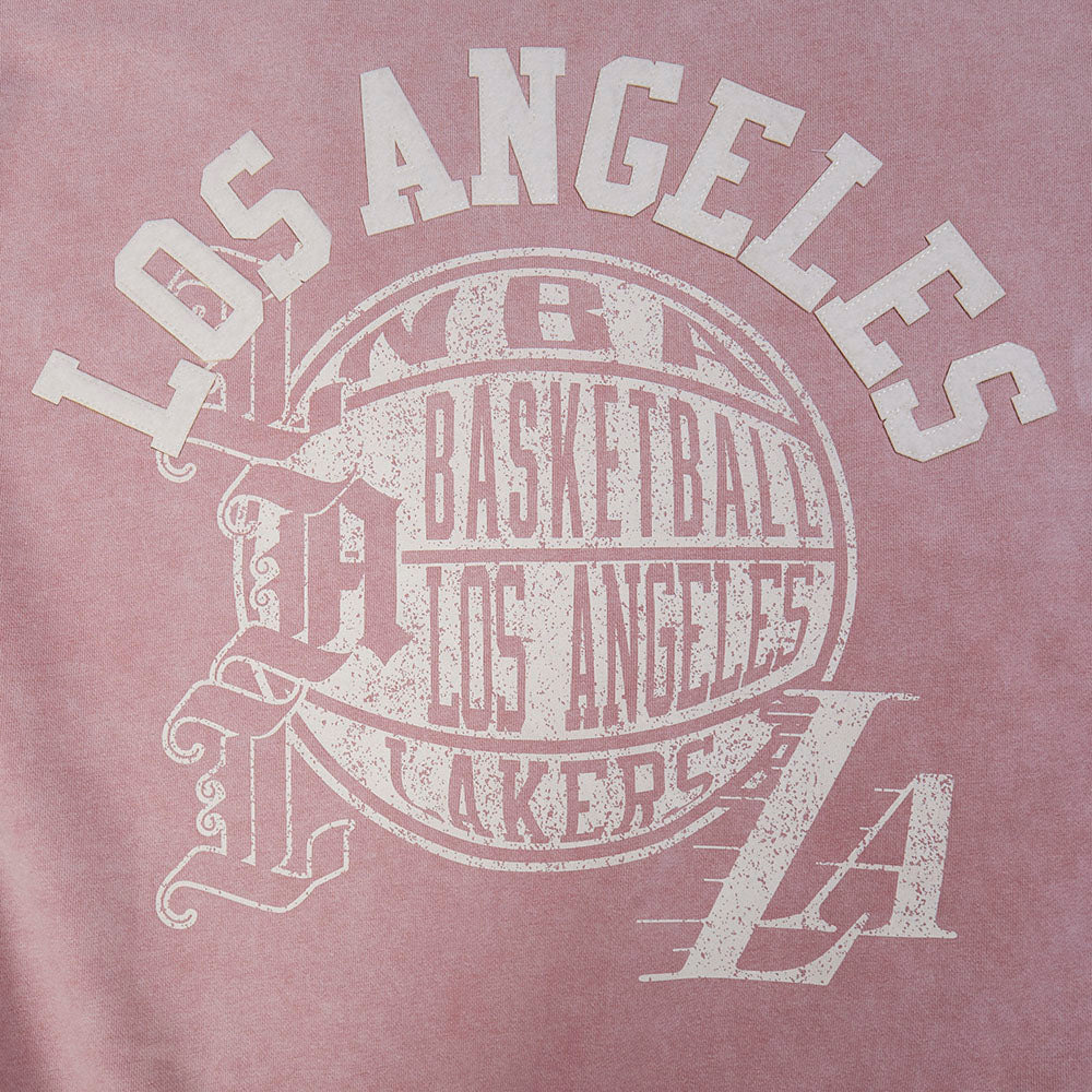 NBA LOS ANGELES LAKERS STREET TEAM MEN'S ENZYME WASH DS FT CREWNECK (WASHED MAUVE)