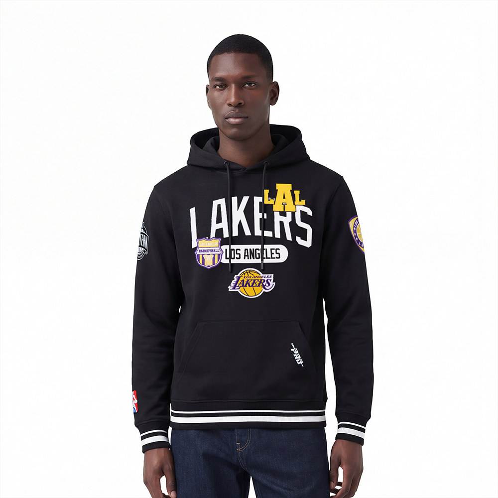 NBA LOS ANGELES LAKERS LETTERMAN CHANDAIL À CAPUCHON POUR HOMME (NOIR)