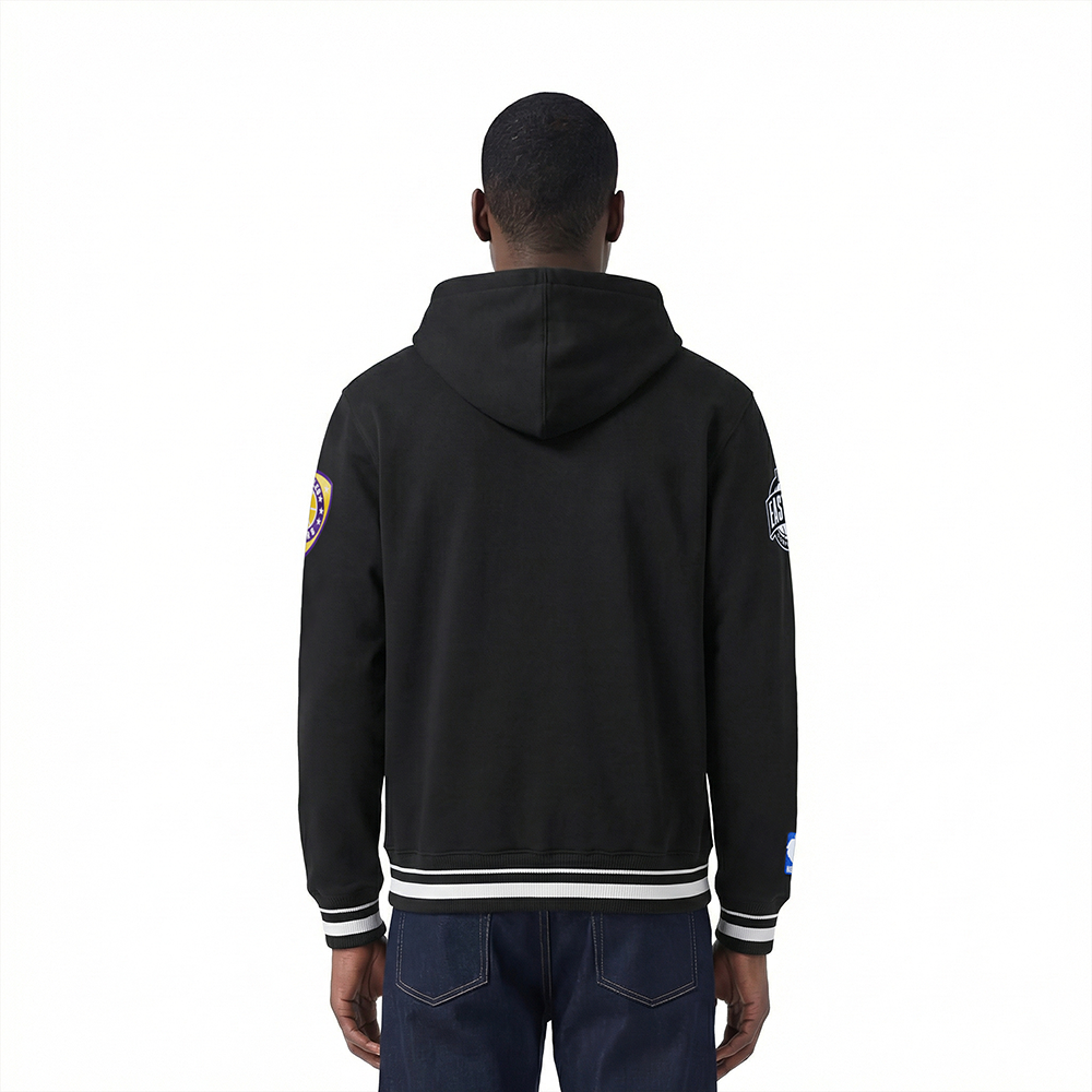 NBA LOS ANGELES LAKERS LETTERMAN CHANDAIL À CAPUCHON POUR HOMME (NOIR)