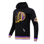 NBA LOS ANGELES LAKERS MASHUP MEN'S RIB PULLOVER HOODIE (BLACK/PURPLE)