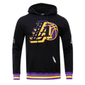 NBA LOS ANGELES LAKERS MASHUP MEN'S RIB PULLOVER HOODIE (BLACK/PURPLE)