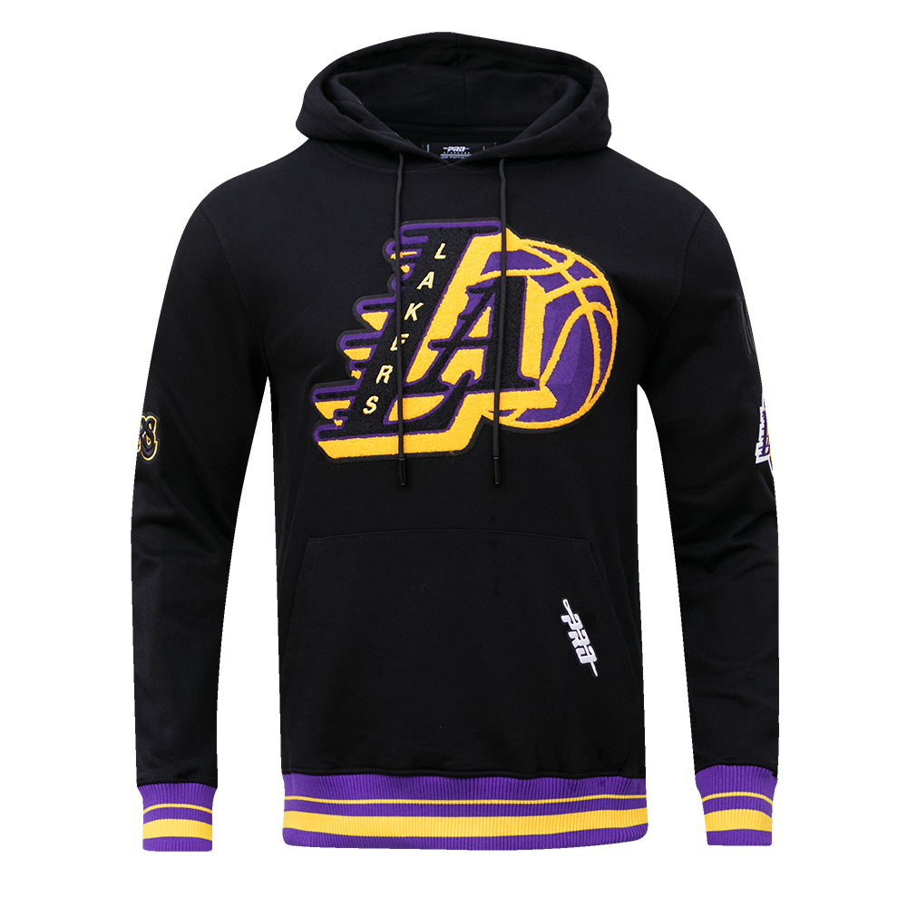 NBA LOS ANGELES LAKERS MASHUP MEN'S RIB PULLOVER HOODIE (BLACK/PURPLE)