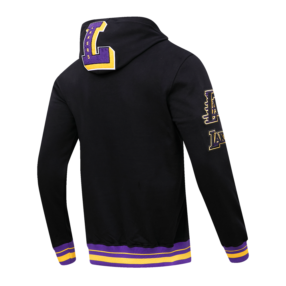 NBA LOS ANGELES LAKERS MASHUP MEN'S RIB PULLOVER HOODIE (BLACK/PURPLE)