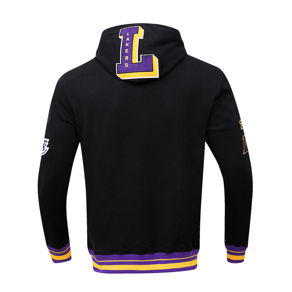 NBA LOS ANGELES LAKERS MASHUP MEN'S RIB PULLOVER HOODIE (BLACK/PURPLE)