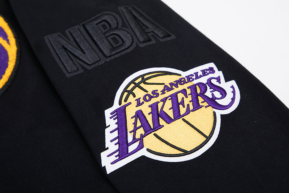 NBA LOS ANGELES LAKERS MASHUP MEN'S RIB PULLOVER HOODIE (BLACK/PURPLE)