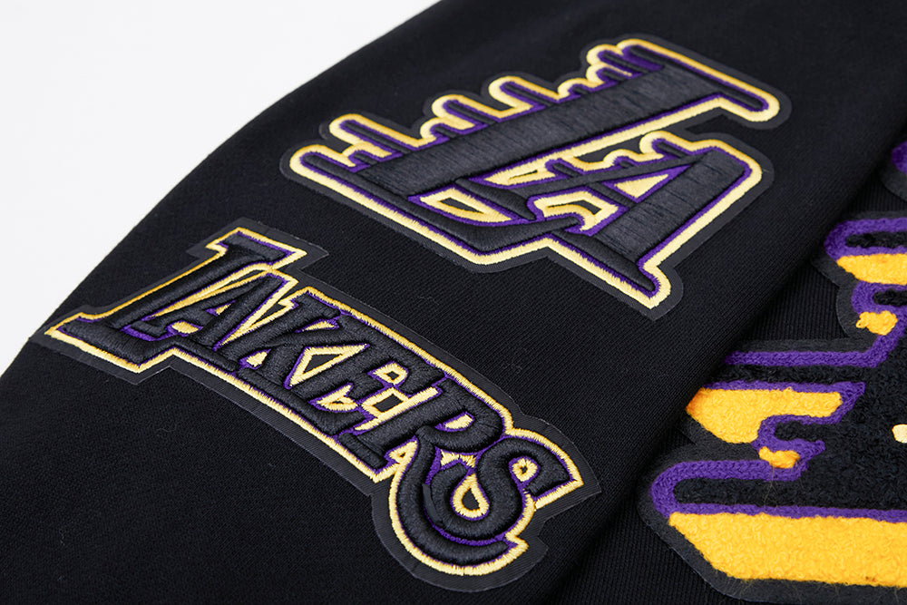 NBA LOS ANGELES LAKERS MASHUP MEN'S RIB PULLOVER HOODIE (BLACK/PURPLE)