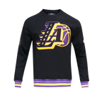 NBA LOS ANGELES LAKERS MASHUP MEN'S RIB CREWNECK (BLACK/PURPLE)