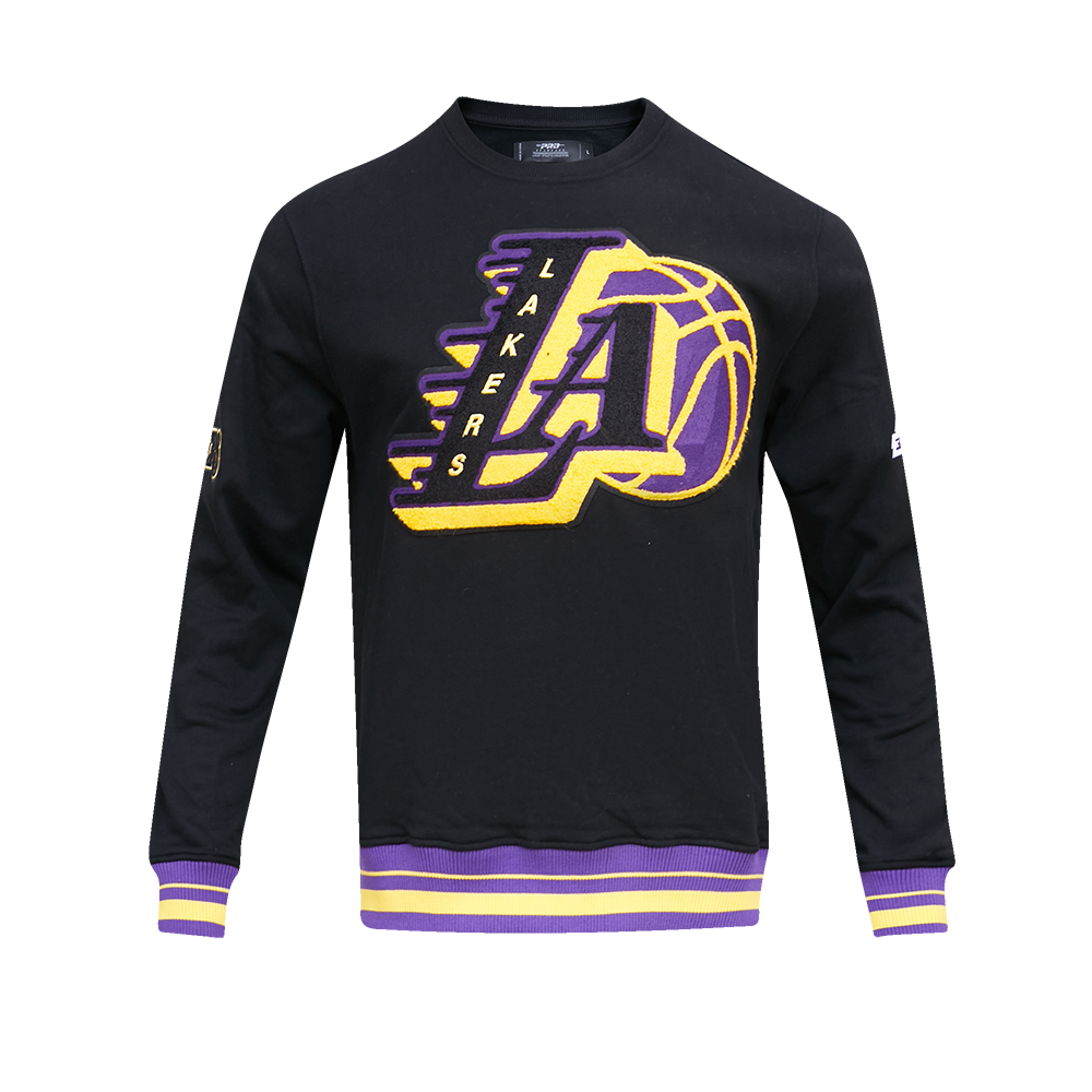 NBA LOS ANGELES LAKERS MASHUP MEN'S RIB CREWNECK (BLACK/PURPLE)