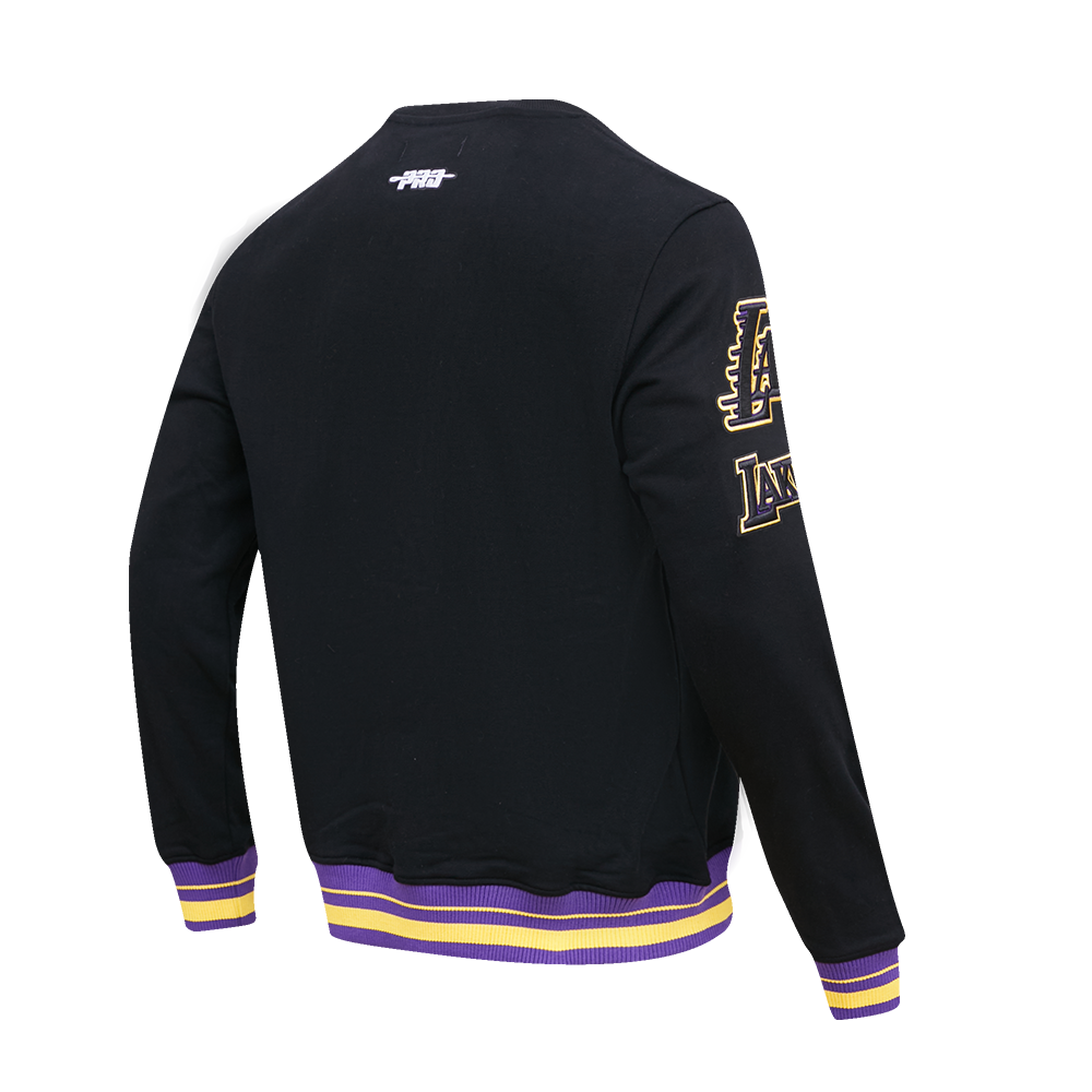 NBA LOS ANGELES LAKERS MASHUP MEN'S RIB CREWNECK (BLACK/PURPLE)