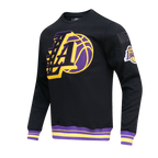 NBA LOS ANGELES LAKERS MASHUP MEN'S RIB CREWNECK (BLACK/PURPLE)