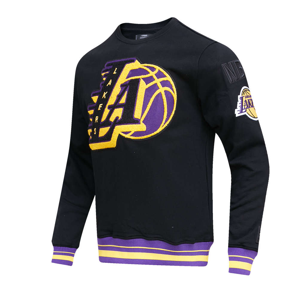 NBA LOS ANGELES LAKERS MASHUP MEN'S RIB CREWNECK (BLACK/PURPLE)