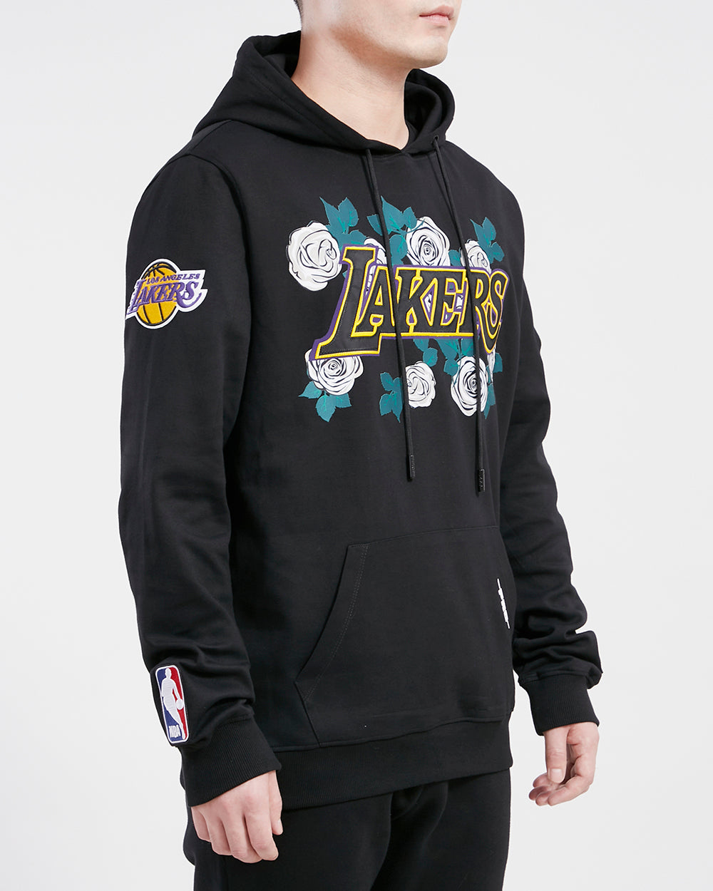 NBA LOS ANGELES LAKERS ROSES MEN'S PULLOVER HOODIE (BLACK)