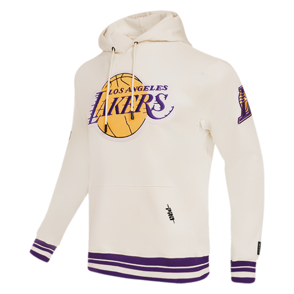 NBA LOS ANGELES LAKERS RETRO CLASSIC MEN'S PULLOVER HOODIE (EGGSHELL/PURPLE)