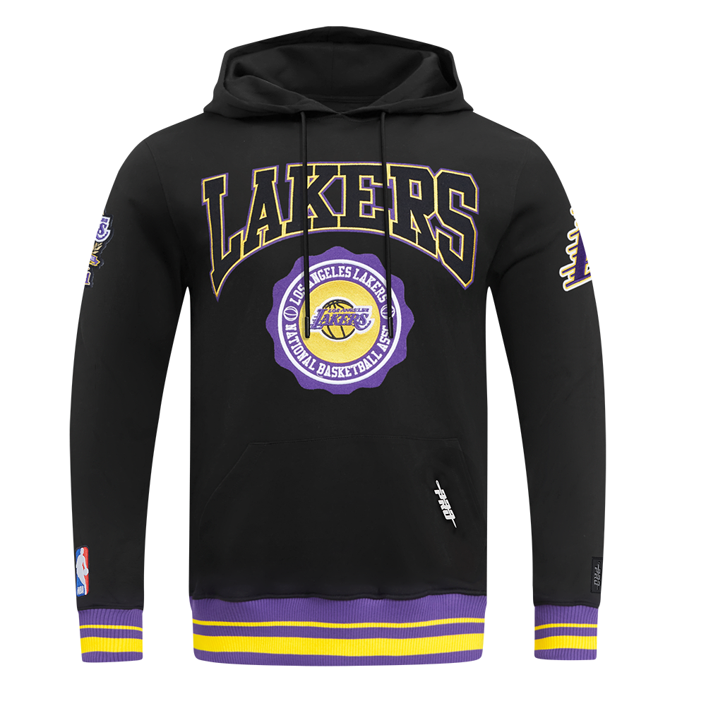 NBA LOS ANGELES LAKERS CREST EMBLEM CHANDAIL À CAPUCHON CÔTELÉ POUR HOMME (NOIR/VIOLET)