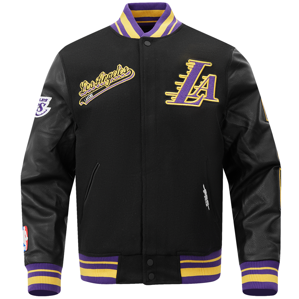 NBA LOS ANGELES LAKERS SCRIPT TAIL BLOUSON COLLÉGIAL POUR HOMME (NOIR/VIOLET)
