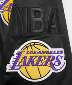 NBA LOS ANGELES LAKERS MASH UP BLOUSON EN SATIN À BORDS CÔTELÉS POUR HOMME (NOIR/VIOLET)