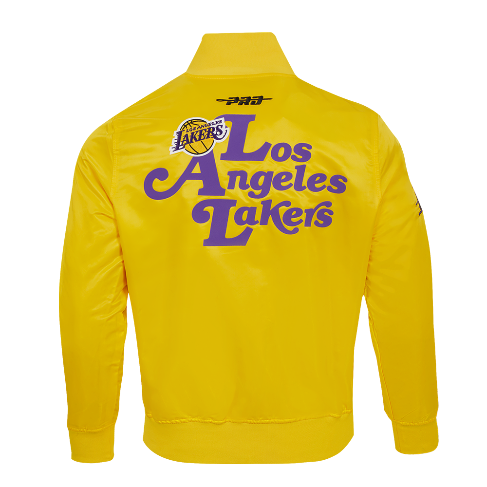 NBA LOS ANGELES LAKERS SOUVENIR MEN'S SATIN JACKET (YELLOW)