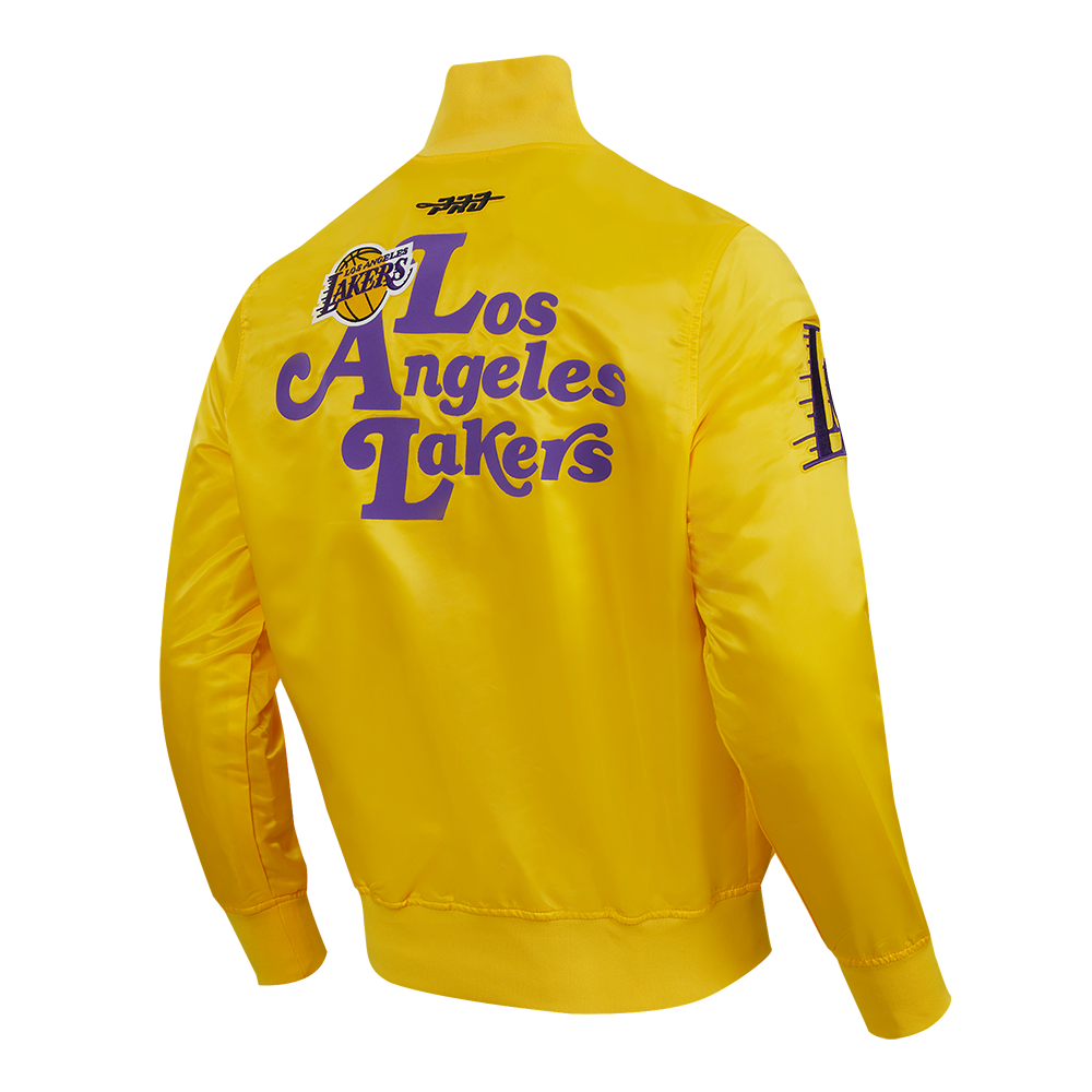 NBA LOS ANGELES LAKERS SOUVENIR MEN'S SATIN JACKET (YELLOW)
