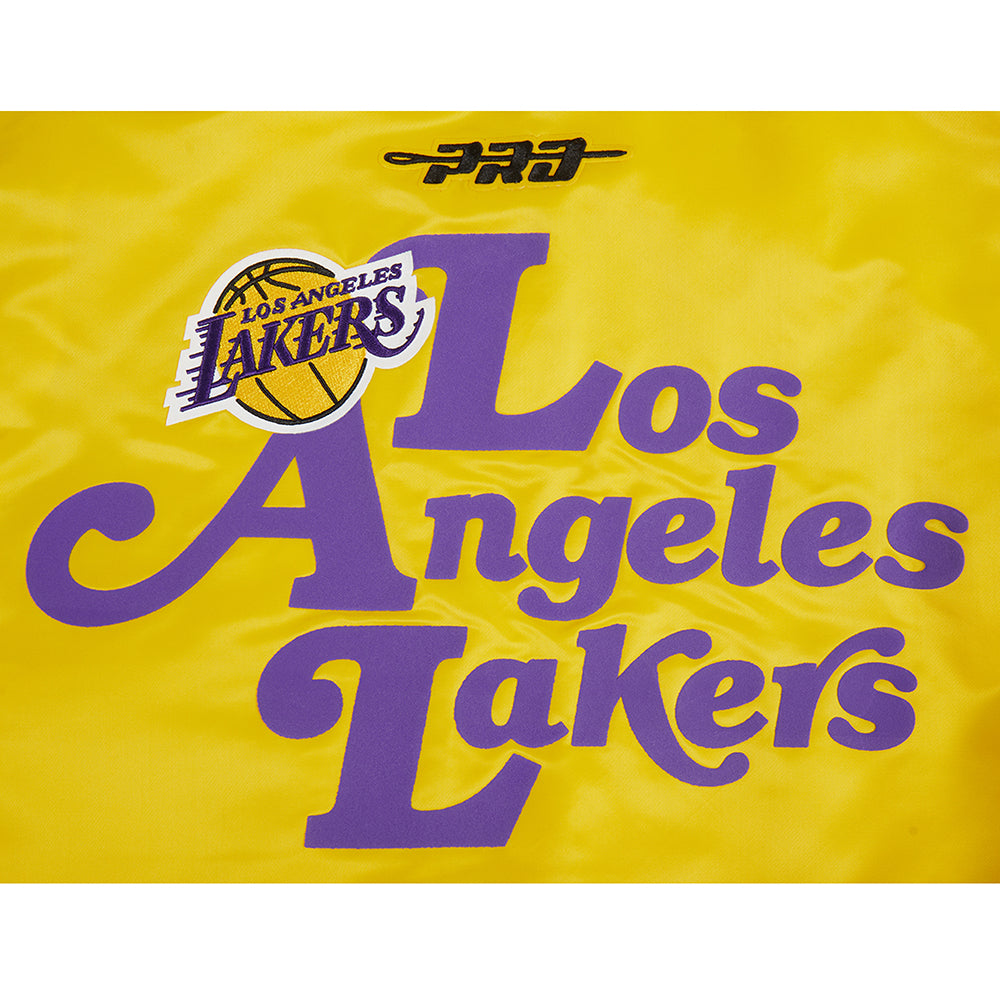 NBA LOS ANGELES LAKERS SOUVENIR MEN'S SATIN JACKET (YELLOW)