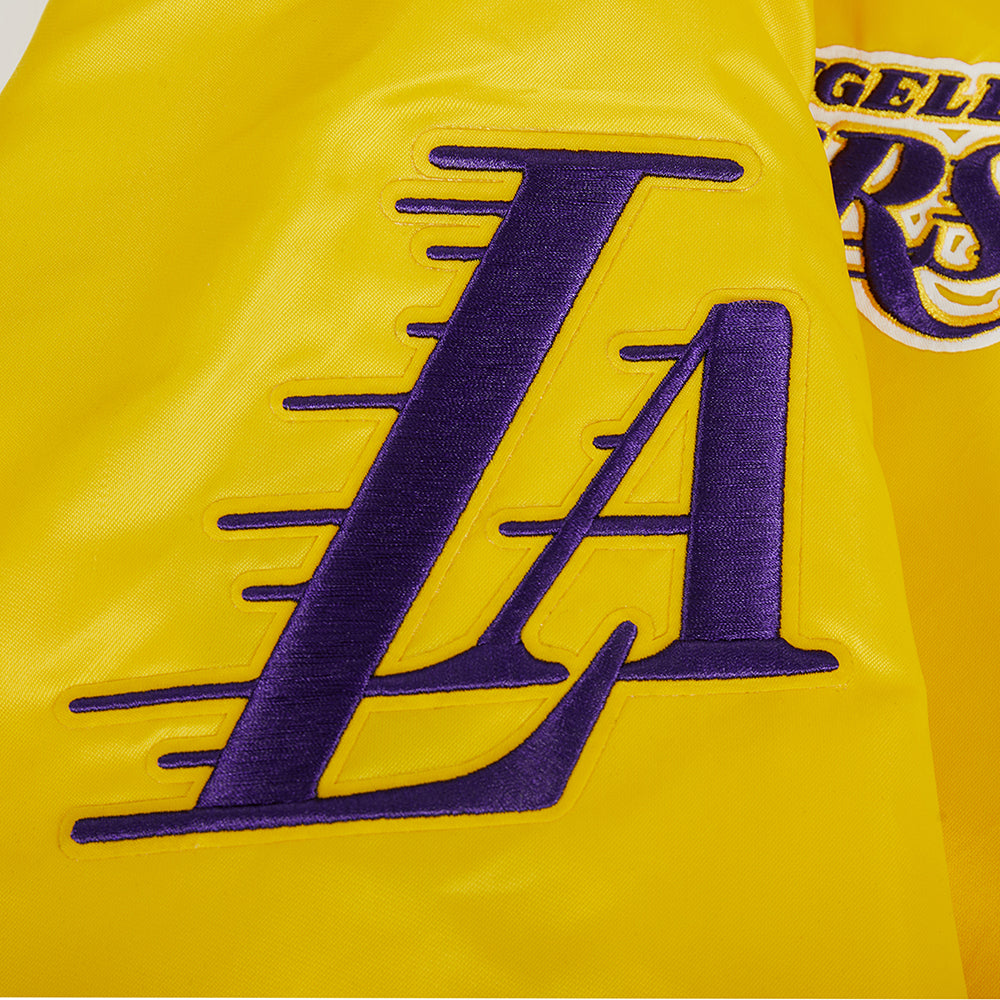 NBA LOS ANGELES LAKERS SOUVENIR MEN'S SATIN JACKET (YELLOW)