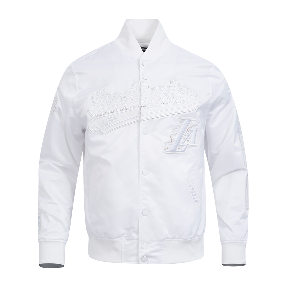 NBA LOS ANGELES LAKERS WHITE OUT BLOUSON EN SATIN POUR HOMME (BLANC)