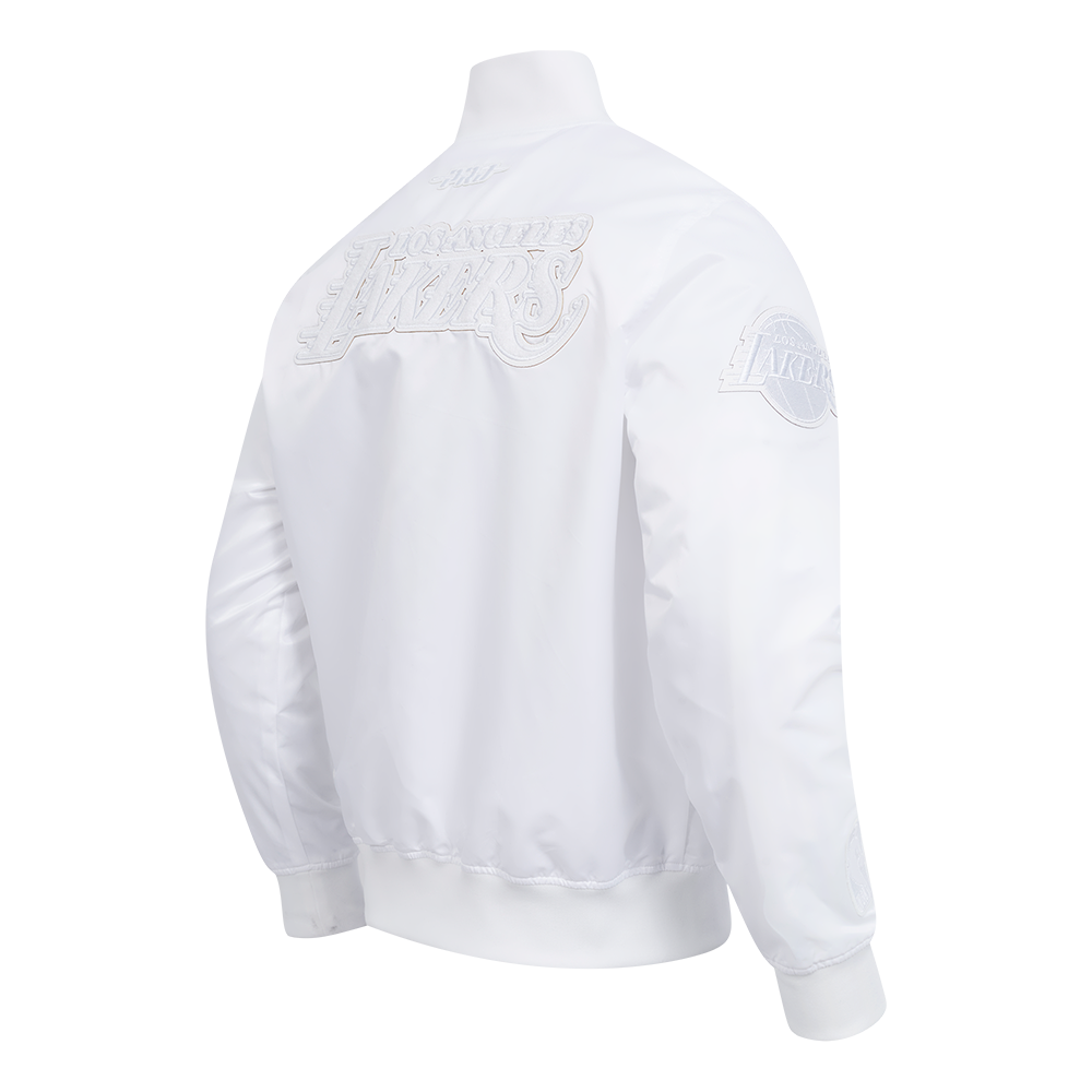 NBA LOS ANGELES LAKERS WHITE OUT BLOUSON EN SATIN POUR HOMME (BLANC)