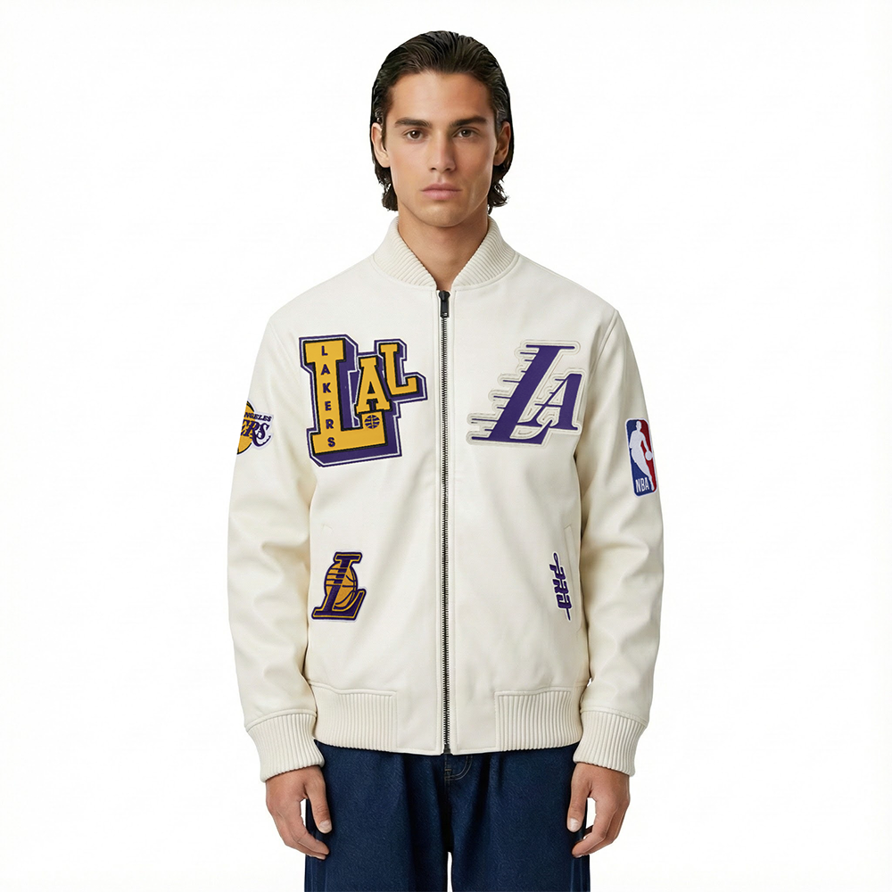 NBA LOS ANGELES LAKERS BEST OF BLOUSON COLLÉGIAL EN CUIR POUR HOMME (COQUILLE D'ŒUF)