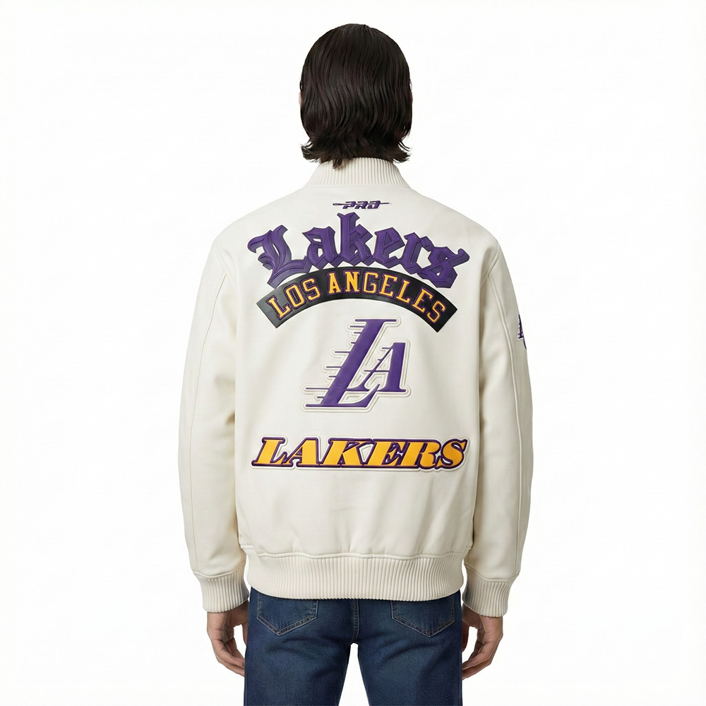 NBA LOS ANGELES LAKERS BEST OF BLOUSON COLLÉGIAL EN CUIR POUR HOMME (COQUILLE D'ŒUF)