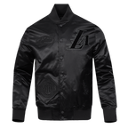 NBA LOS ANGELES LAKERS BLACKOUT MEN'S SATIN JACKET (BLACK)