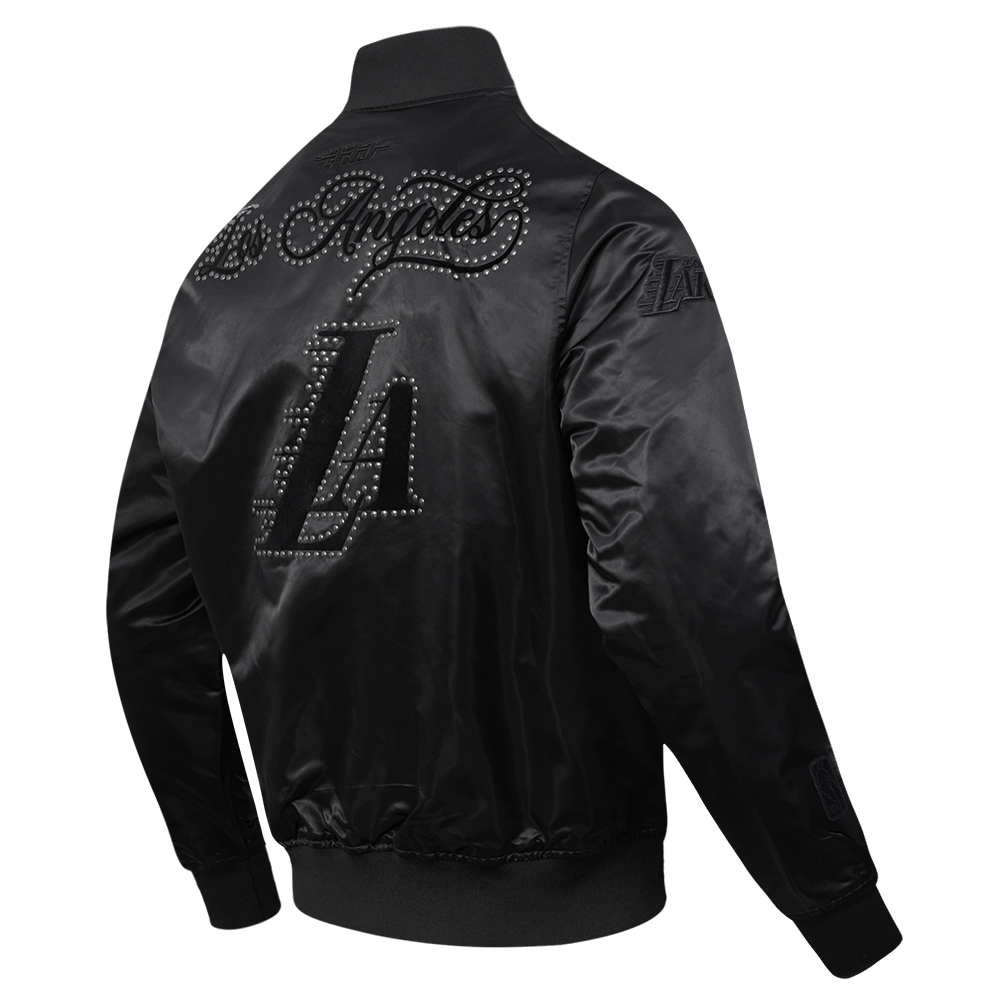 NBA LOS ANGELES LAKERS BLACKOUT MEN'S SATIN JACKET (BLACK)