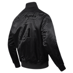 NBA LOS ANGELES LAKERS BLACKOUT MEN'S SATIN JACKET (BLACK)