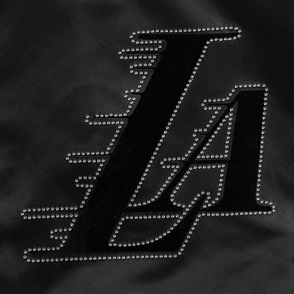 NBA LOS ANGELES LAKERS BLACKOUT MEN'S SATIN JACKET (BLACK)