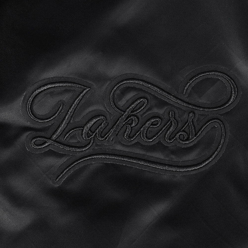 NBA LOS ANGELES LAKERS BLACKOUT MEN'S SATIN JACKET (BLACK)