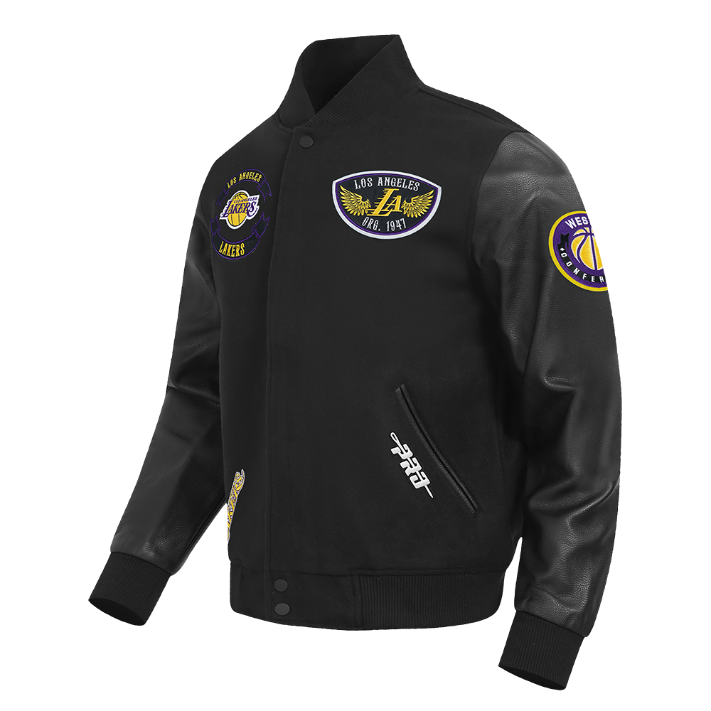 NBA LOS ANGELES LAKERS BORN FOR SPORT MEN'S WOOL VARSITY JACKET (JET BLACK)