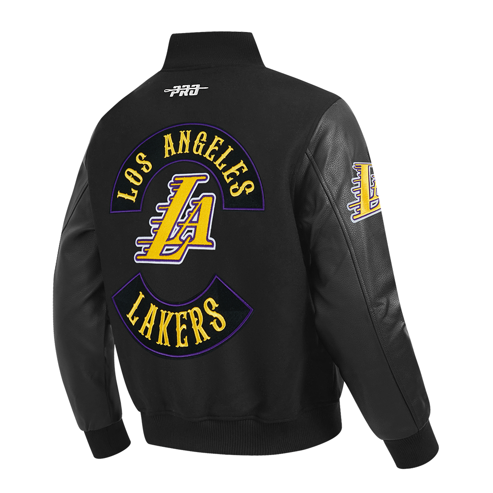 NBA LOS ANGELES LAKERS BORN FOR SPORT MEN'S WOOL VARSITY JACKET (JET BLACK)