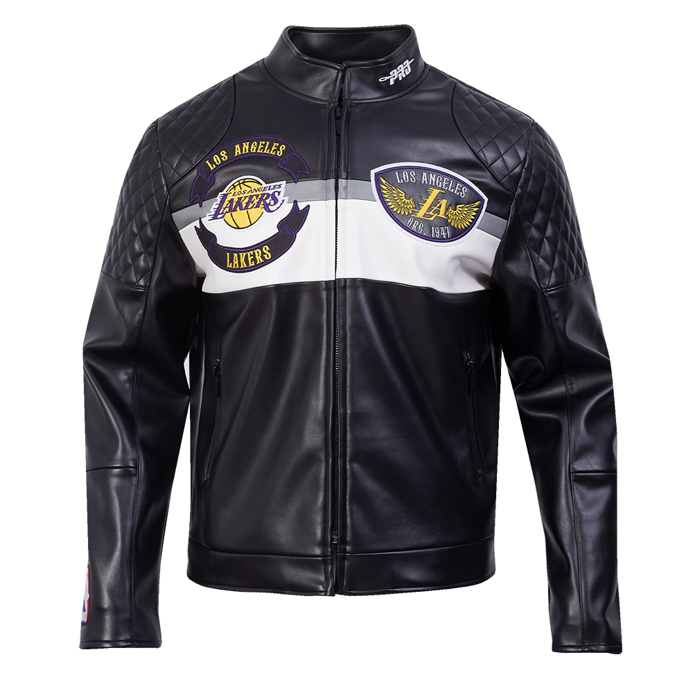 NBA LOS ANGELES LAKERS BORN FOR SPORT MEN'S MOTO JACKET (BLACK/WHITE)