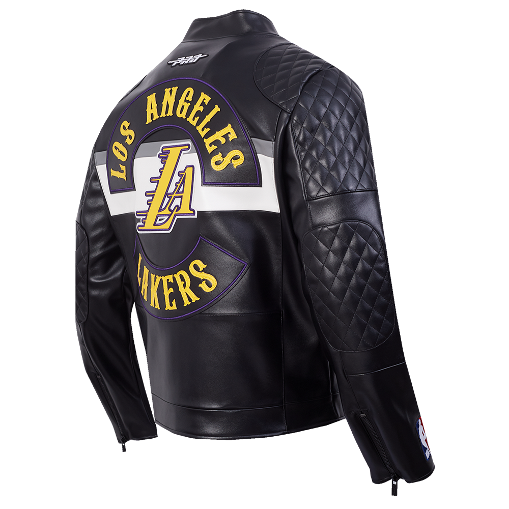 NBA LOS ANGELES LAKERS BORN FOR SPORT MEN'S MOTO JACKET (BLACK/WHITE)